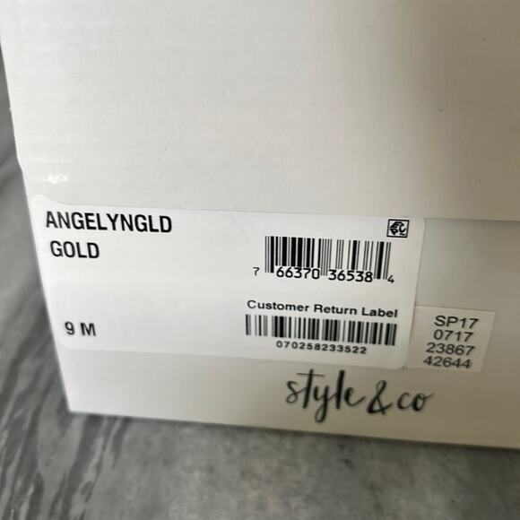 NWT Style & Co 9M Gold Metallic Embellished Ballet Flat Evening Party - Picture 6 of 7